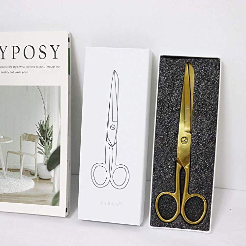 Multibey Gold Copper Scissors Pen Pencil Holder Set Fabric Craft Scissors Small Vase Yellow Gold Office Supplies Desk Accessories Organizer