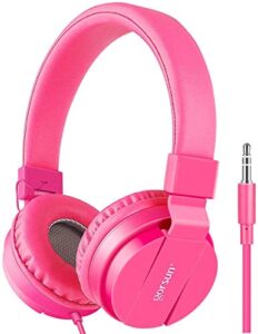 gorsun kids headphones, lightweight stereo wired toddler headphones, adjustable headband children's headset for smartphones computer pad earphones(pink)