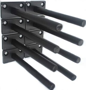 8 pcs 5" black solid steel floating shelf bracket blind shelf supports - hidden brackets for floating wood shelves - concealed blind shelf support – screws and wall plugs included