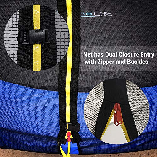 SereneLife ASTM Approved Trampoline with Net Enclosure – Stable, Strong Kids and Adult Trampoline with Net – Outdoor Trampoline for Kids, Teens and Adults – Reinforced Kids, Blue,
