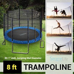 SereneLife ASTM Approved Trampoline with Net Enclosure – Stable, Strong Kids and Adult Trampoline with Net – Outdoor Trampoline for Kids, Teens and Adults – Reinforced Kids, Blue,