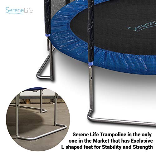 SereneLife ASTM Approved Trampoline with Net Enclosure – Stable, Strong Kids and Adult Trampoline with Net – Outdoor Trampoline for Kids, Teens and Adults – Reinforced Kids, Blue,