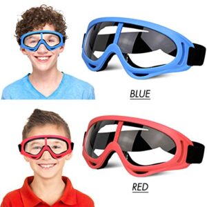4 Pack Protective Glasses Safety Goggles Eye Shield, Face Glasses for Kids Eye Protection Goggles Compatible with Nerf Guns Foam Blaster Guns Game (Blue & Red)