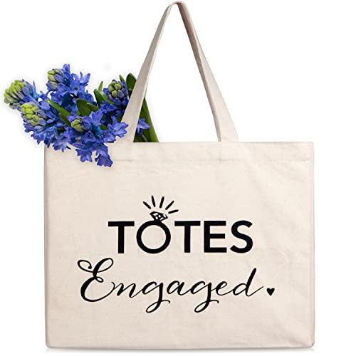 Prazoli Engaged Tote Bag - Engagement Gifts for Couples & Women , Bachelorette Gifts for Bride to Be Gifts , Honeymoon Essentials , Engaged Gifts for Her , Cute Bridal Shower Gift for Future Mrs