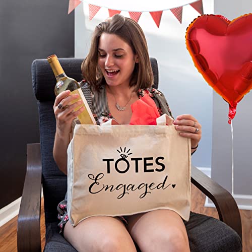 Prazoli Engaged Tote Bag - Engagement Gifts for Couples & Women , Bachelorette Gifts for Bride to Be Gifts , Honeymoon Essentials , Engaged Gifts for Her , Cute Bridal Shower Gift for Future Mrs