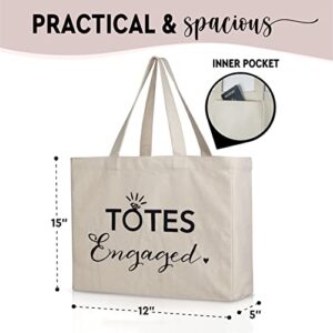 Prazoli Engaged Tote Bag - Engagement Gifts for Couples & Women , Bachelorette Gifts for Bride to Be Gifts , Honeymoon Essentials , Engaged Gifts for Her , Cute Bridal Shower Gift for Future Mrs