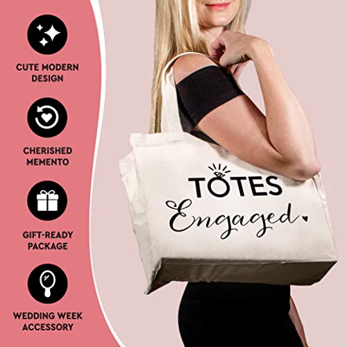 Prazoli Engaged Tote Bag - Engagement Gifts for Couples & Women , Bachelorette Gifts for Bride to Be Gifts , Honeymoon Essentials , Engaged Gifts for Her , Cute Bridal Shower Gift for Future Mrs