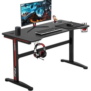 gaming desk computer desk home office desk extra large modern ergonomic pc carbon fiber writing desk table with cup holder headphone hook
