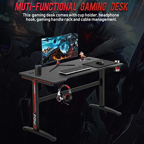 Gaming Desk Computer Desk Home Office Desk Extra Large Modern Ergonomic PC Carbon Fiber Writing Desk Table with Cup Holder Headphone Hook