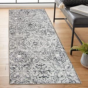 realife machine washable rug - stain resistant, non-shed - eco-friendly, non-slip, family & pet friendly - made from premium recycled fibers - mosaic tile - gray, 2'6" x 8'