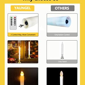 YAUNGEL Window Candles, 8 Pack LED Battery Operated Christmas Candles for Windows with Remote Timer Electric Candle Lights with Removable Candle Holders Suction Cups for Christmas Decorations…