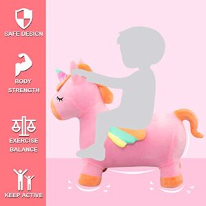 EVERICH TOY Unicorn Bouncy Horses,Inflatable Plush Hopping Toy, Bouncing Animal Hopper for Toddler Girls,Bouncy Animals for Toddlers, Indoor & Outdoor Hopping Gifts for Girl 18M 2 3 4 Birthday