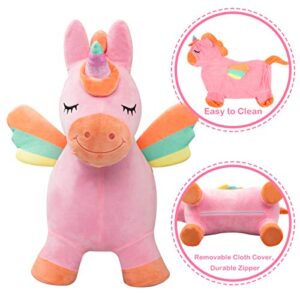 EVERICH TOY Unicorn Bouncy Horses,Inflatable Plush Hopping Toy, Bouncing Animal Hopper for Toddler Girls,Bouncy Animals for Toddlers, Indoor & Outdoor Hopping Gifts for Girl 18M 2 3 4 Birthday