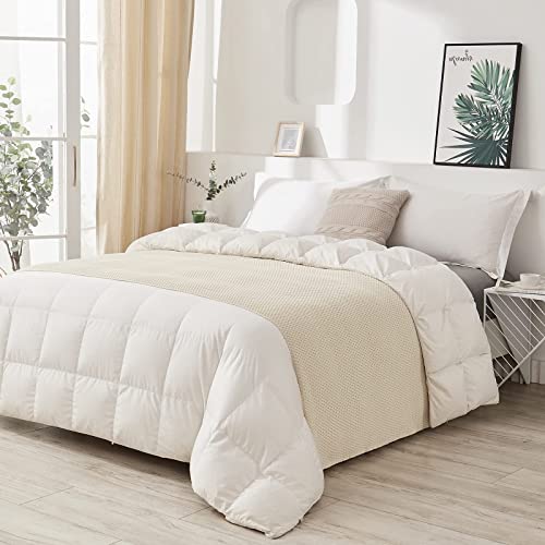 Longhui bedding Cream Knitted Throw Blanket for Couch, Soft, Cozy Machine Washable 100% Cotton Sofa Knit Blankets, Heavy 3.0lb Weight, 50 x 63 Inches, Beige Color