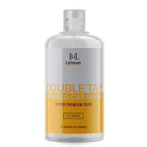 lithium double tap car wash shampoo is an extremely unique blend of ph balanced cleaning soap, essential oils, and eucalyptus. a combination that lubricates, while it cleans and rehydrates, your paint with every wash. incredible with 5 gallon buckets, pre