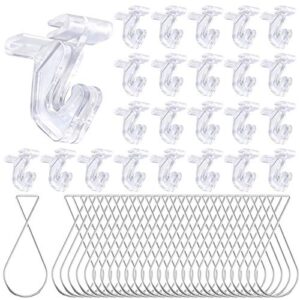 rustark clear hinged ceiling hooks, 60 pack of polycarbonate ceiling grid clips metal t-bar hooks for hanging plants & decorations, metal t-bar hooks for suspended drop ceiling tiles