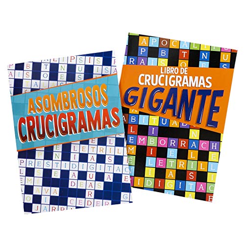 Spanish Word Find and Crossword Puzzle Books for Adults Seniors with Over 300 Reward Stickers