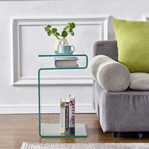 Glass Nightstand,Side Table,S-Shaped End Table for Living Room,Bedside Table for Bedroom