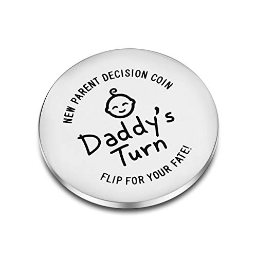 CJ&M Fun New Parents Decision Coin, Engraved Wooden Fun Coin for Decision Making, New Baby Gift