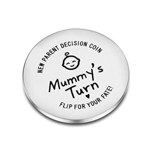 CJ&M Fun New Parents Decision Coin, Engraved Wooden Fun Coin for Decision Making, New Baby Gift