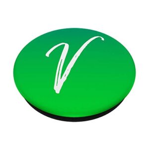 Bright Green Letter V Phone Case Cute Green Ombre Letter V PopSockets Grip and Stand for Phones and Tablets