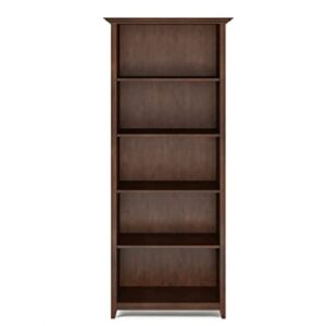 SIMPLIHOME Amherst SOLID WOOD 70 inch x 30 inch Transitional 5 Shelf Bookcase in Russet Brown with 5 Shelves, for the Living Room, Study and Office