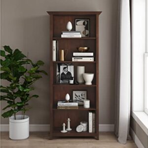 SIMPLIHOME Amherst SOLID WOOD 70 inch x 30 inch Transitional 5 Shelf Bookcase in Russet Brown with 5 Shelves, for the Living Room, Study and Office