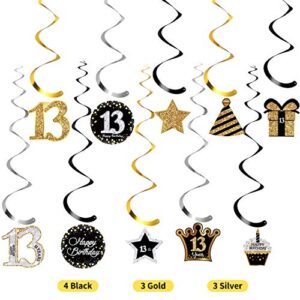 Frienda Birthday Party Hanging Swirls Decorations, Ceiling Decorations Shiny Celebration Hanging Swirls Decorations for Birthday Party Supplies, 30 Count (13th Birthday)