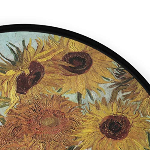 WELLDAY Round Area Rug Van Gogh Sunflower Art Door Mat Washable Non-Slip Throw Floor Carpet