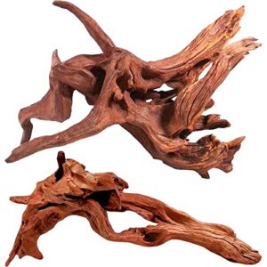 wdefun natural large driftwood for aquarium decor fish tank decoration, 2 pieces 9-14" assorted branch for decorations on reptiles tank