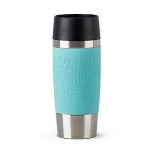 emsa n2012900 travel mug stainless steel thermal insulated cup 0.36 litres 4h hot 8h cold bpa free 100% leak-proof dishwasher safe 360° drinking opening mint green 1 piece (pack of 1)