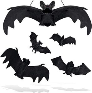 yalanle 5pcs halloween bats vampire rubber bats decor hanging bat for halloween party april fool's day,haunted house decoration