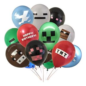 pixel miner crafting style gamer party supplies 30 pcs pixel miner crafting video game balloons 12" latex balloons for kids birthday party favor supplies decorations perfect for your miner party theme party