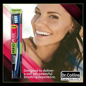 Dr. Collins Perio Plus Compact Toothbrush, (Colors Vary) (Pack of 2)