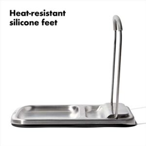 OXO Spoon Rest with Lid Holder, 3x4x1in, Stainless Steel