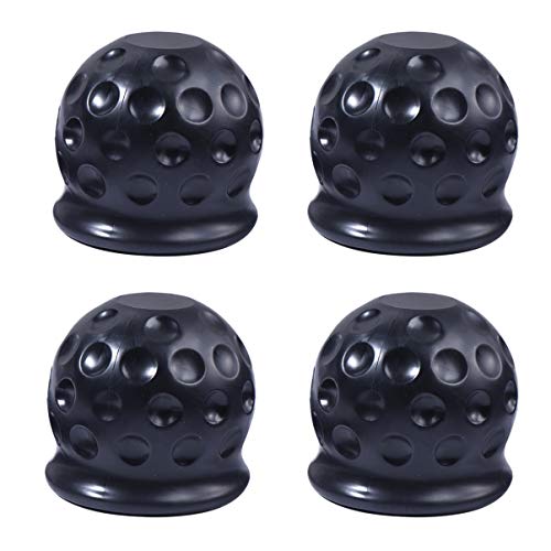 VOSAREA Plastic Tow Ball Cap 4pcs Trailer Hitch Ball Cover Trailer Ball Protector Trailer Ball Sleeve for Shop Daily Use Store Black Rubber Trailer Hitch Ball Cover