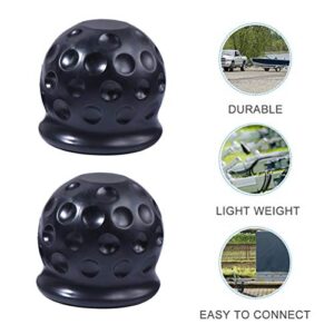 VOSAREA Plastic Tow Ball Cap 4pcs Trailer Hitch Ball Cover Trailer Ball Protector Trailer Ball Sleeve for Shop Daily Use Store Black Rubber Trailer Hitch Ball Cover