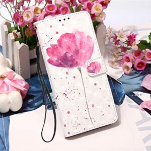 OOPKINS Huawei Y7P Case 3D Creative Pattern Design PU Leather Flip Bookstyle Card Slot Holder Wallet Magnetic Cover Stand Compatible for Huawei P40 Lite E 3D A Red Flower YB