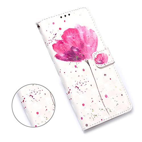 OOPKINS Huawei Y7P Case 3D Creative Pattern Design PU Leather Flip Bookstyle Card Slot Holder Wallet Magnetic Cover Stand Compatible for Huawei P40 Lite E 3D A Red Flower YB