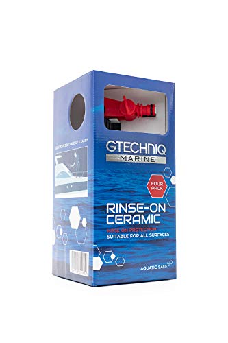 Gtechniq Marine Rinse-On Ceramic with Hose Attachment, Protective Marine Ceramic Coating for Gelcoat, Topcoat, Glass, Metal, Plexiglass, Repels Dirt and Water, 4 x 500ml - 3 Months Protection