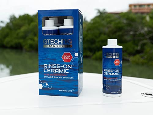 Gtechniq Marine Rinse-On Ceramic with Hose Attachment, Protective Marine Ceramic Coating for Gelcoat, Topcoat, Glass, Metal, Plexiglass, Repels Dirt and Water, 4 x 500ml - 3 Months Protection