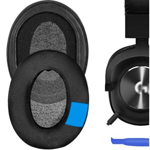 geekria sport extra thick cooling gel replacement ear pads for logitech g pro, g pro x, g433, g233 headphones earpads, headset ear cushion repair parts (black)