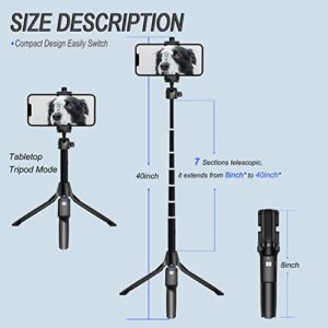 Selfie Stick, 40 inch Selfie Stick Tripod with Wireless Remote, Phone Tripod Stand Compatible with iPhone 14 13 12 11 pro Samsung Note 20 10 S20…