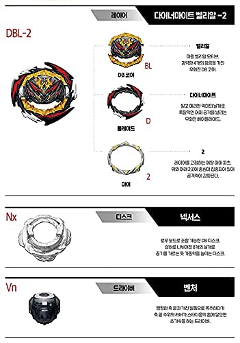 Battling Tops Burst B-180 Booster Dynamite Belial .Nx .Vn-2 Nexus Venture-2 Right Spin DB Layer System