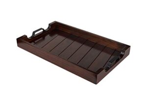 bamboo land- large wooden serving tray, 20”x14’’, dark brown, trays for serving food, wooden trays for decor, breakfast tray, serving tray with handles, wood serving tray, food serving tray