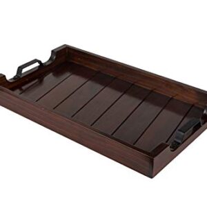 Bamboo Land- Large Wooden Serving Tray, 20”x14’’, Dark Brown, Trays for Serving Food, Wooden Trays for Decor, Breakfast Tray, Serving Tray with Handles, Wood Serving Tray, Food Serving Tray