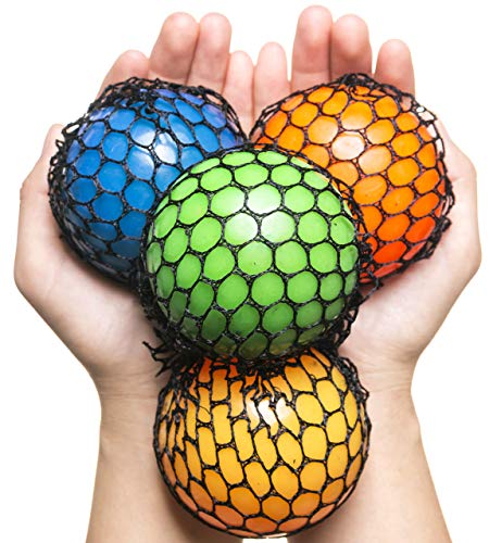 Sensory Ball Major Bundle! 16 Balls for the Whole Party - 4 Sewn Mesh Balls, 4 Jumbo Water Bead Balls, 4 Pull and Stretch Balls, and 4 Light Up Mesh Balls - Get Rid of your Anxiety and Stress Today!