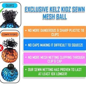 Sensory Ball Major Bundle! 16 Balls for the Whole Party - 4 Sewn Mesh Balls, 4 Jumbo Water Bead Balls, 4 Pull and Stretch Balls, and 4 Light Up Mesh Balls - Get Rid of your Anxiety and Stress Today!