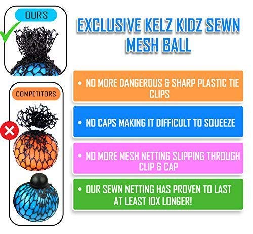 Sensory Ball Major Bundle! 16 Balls for the Whole Party - 4 Sewn Mesh Balls, 4 Jumbo Water Bead Balls, 4 Pull and Stretch Balls, and 4 Light Up Mesh Balls - Get Rid of your Anxiety and Stress Today!