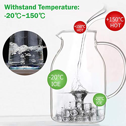 88OZ Glass Pitcher with Lid and Spout - High Heat Resistance Pitcher for Hot/Cold Water & Iced Tea (2.6L)